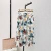 miumiu spring and summer latest Monogram beach romantic palm coconut print elastic waist skirt