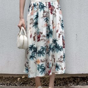miumiu spring and summer latest Monogram beach romantic palm coconut print elastic waist skirt