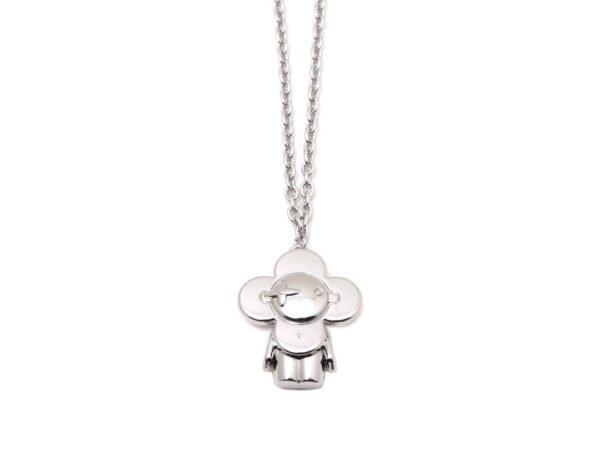 Louis Vuitton Vivienne pendant in polished metal with LV lettering