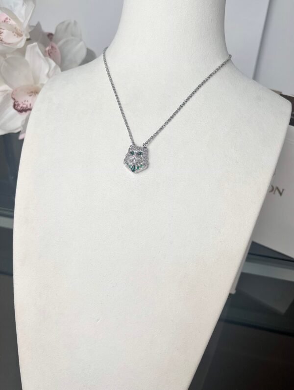 Boucheron cat necklace white diamonds set in white gold