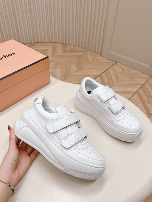 Acne Studios thick-soled Velcro smiley face white sneakers