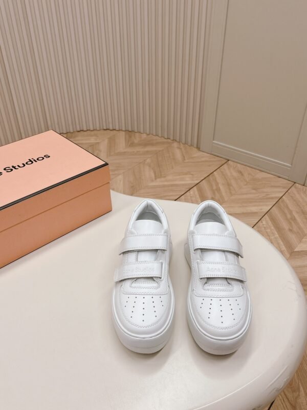 Acne Studios thick-soled Velcro smiley face white sneakers