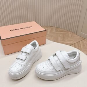 Acne Studios thick-soled Velcro smiley face white sneakers