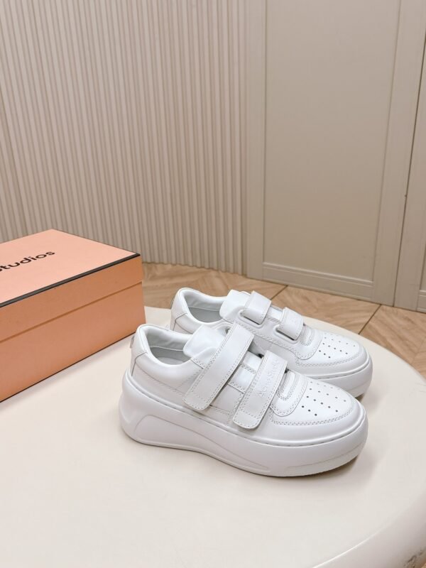 Acne Studios thick-soled Velcro smiley face white sneakers