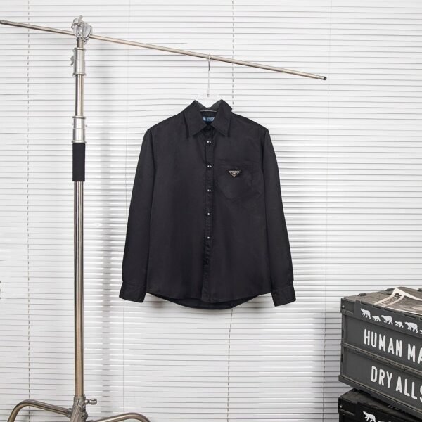 PRADA new classic metal triangle logo nylon shirt long sleeved top