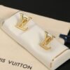 Louis Vuitton gold letter earrings