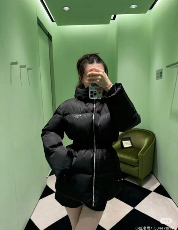 PRADA New autumn and winter waist nylon down jacket 90% goose down + 10% feather