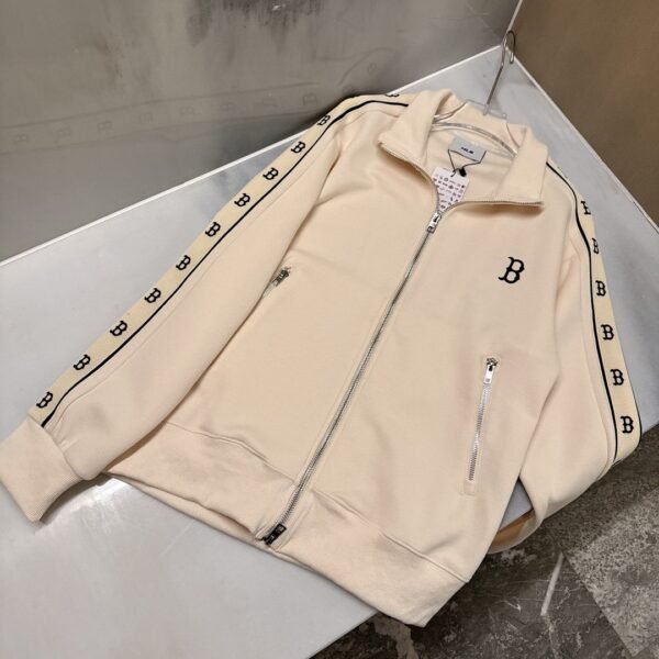 MLB air layer woven tape jacket stand up collar cardigan overcoat