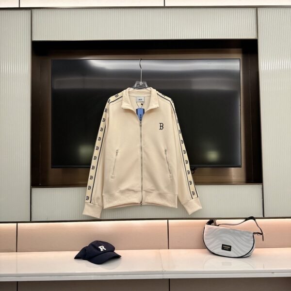 MLB air layer woven tape jacket stand up collar cardigan overcoat