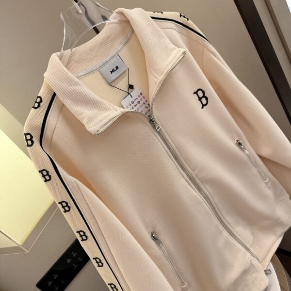 MLB air layer woven tape jacket stand up collar cardigan overcoat