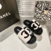 Chanel flat plush slippers