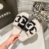Chanel flat plush slippers