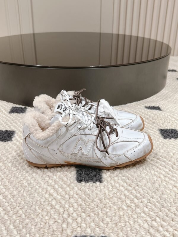 miumiu&NB Co-branded genuine leather upper and cashmere lining shoes Premium version