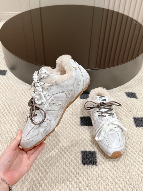 miumiu&NB Co-branded genuine leather upper and cashmere lining shoes Premium version