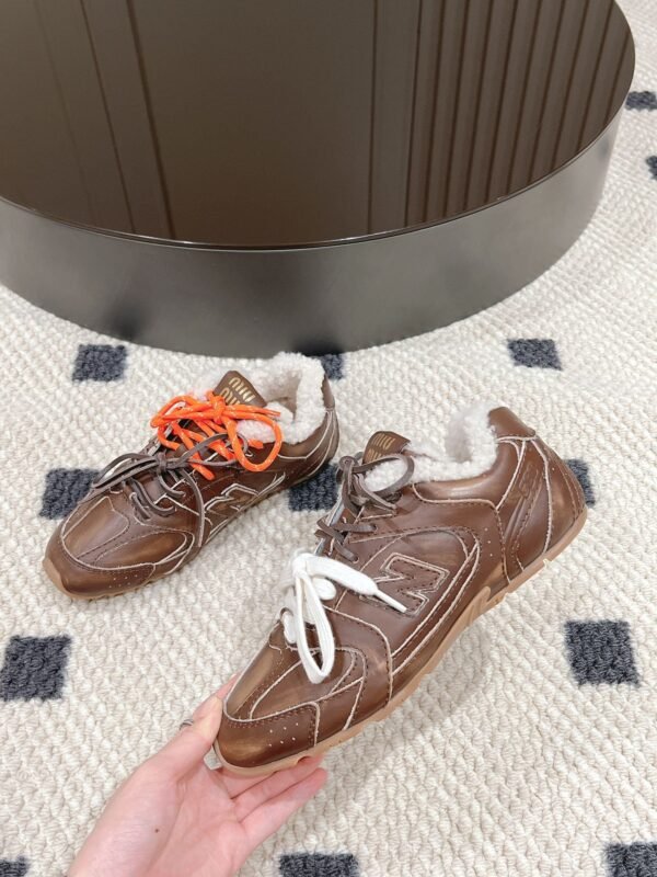 miumiu&NB Co-branded genuine leather upper and cashmere lining shoes Premium version