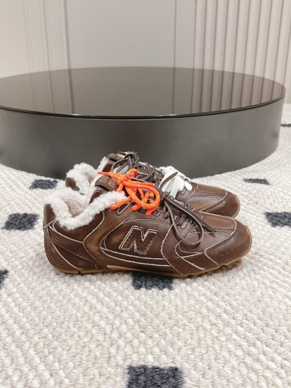 miumiu&NB Co-branded genuine leather upper and cashmere lining shoes Premium version