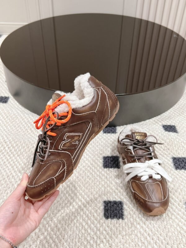 miumiu&NB Co-branded genuine leather upper and cashmere lining shoes Premium version