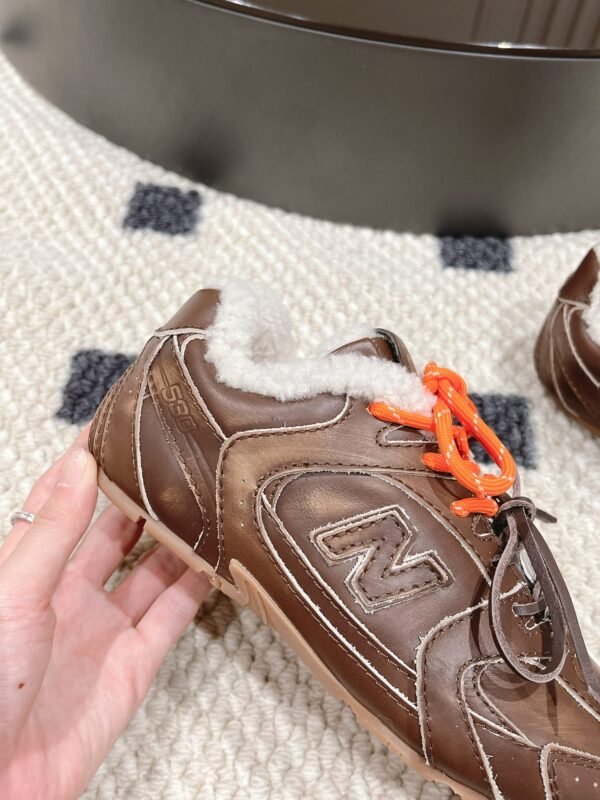 miumiu&NB Co-branded genuine leather upper and cashmere lining shoes Premium version