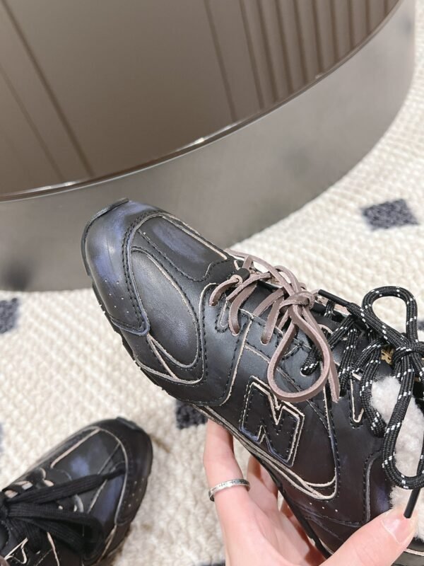 miumiu&NB Co-branded genuine leather upper and cashmere lining shoes Premium version