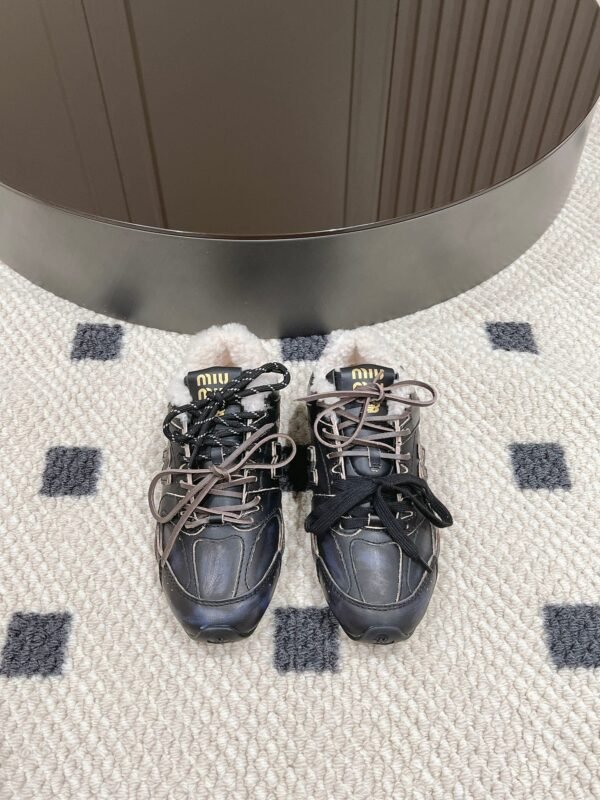 miumiu&NB Co-branded genuine leather upper and cashmere lining shoes Premium version