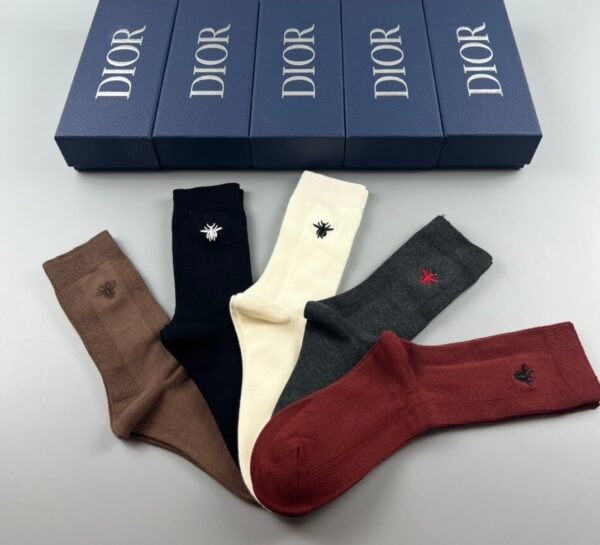 DIOR socks with bee logo 5 pairs per box