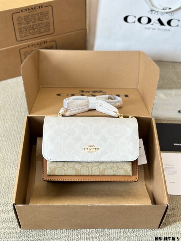 Coach Top quality genuine leather version Flap small square bag