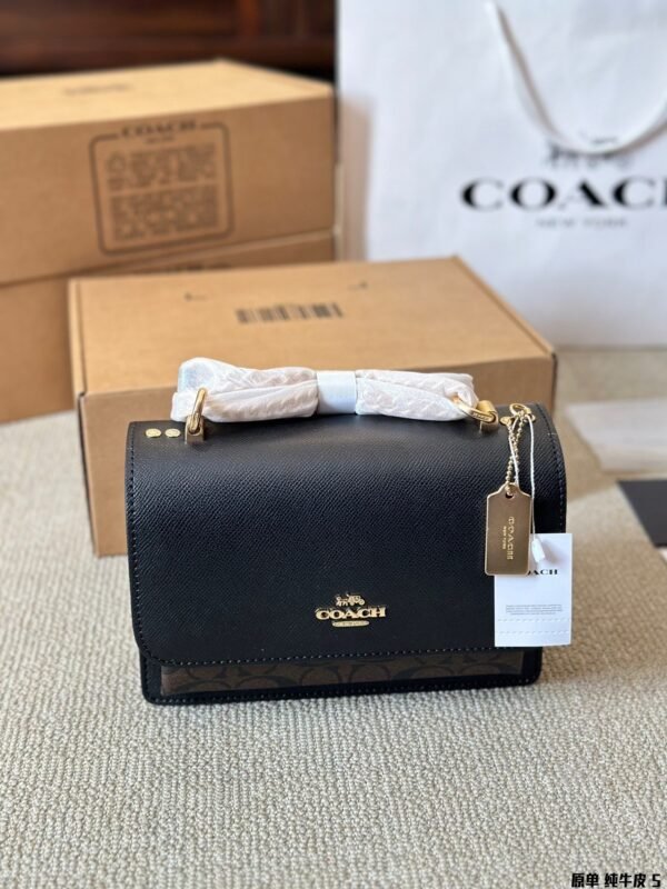 Coach Top quality genuine leather version Flap small square bag