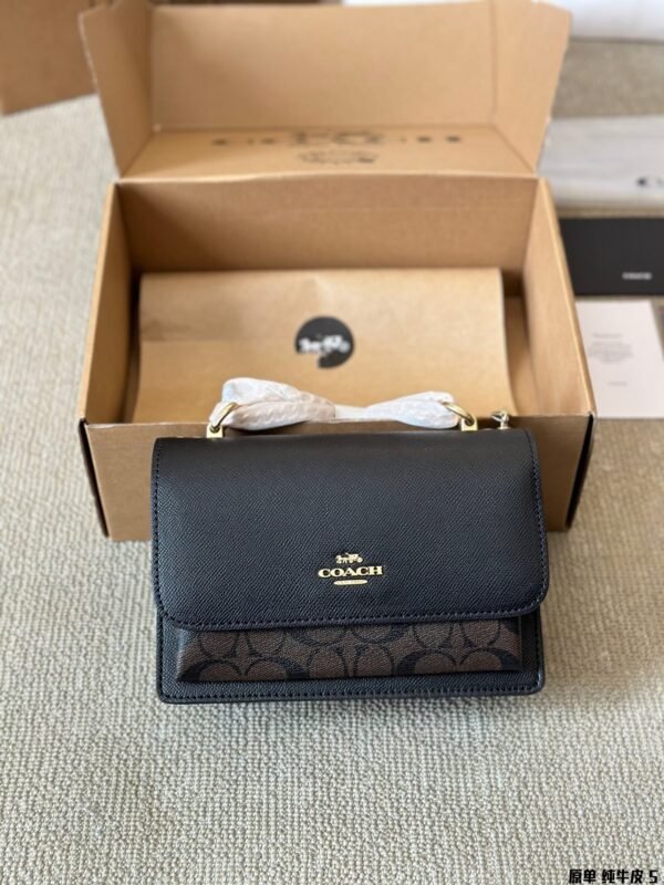 Coach Top quality genuine leather version Flap small square bag