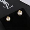 YSL pearl earrings  Inlaid with YSL logo, two large and one small