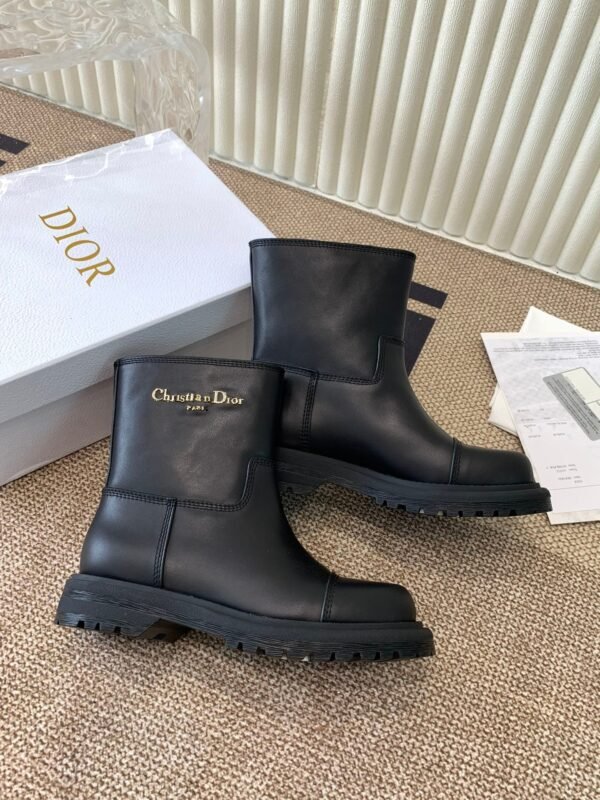 dior New genuine leather black Martin boots