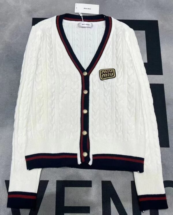 miumiu V-neck knitted sweater coat