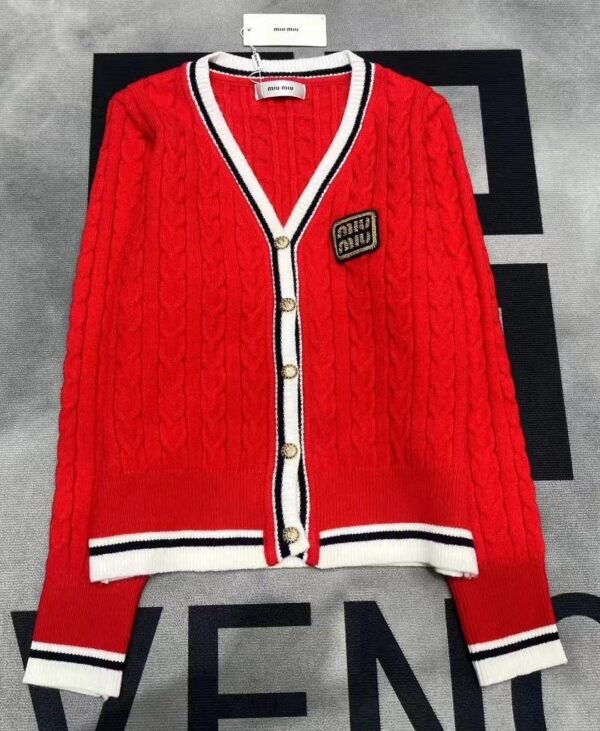 miumiu V-neck knitted sweater coat