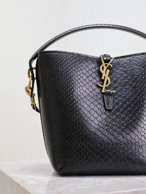 YSL-BAG Black Snake·LE 37 Mini Bucket Bag