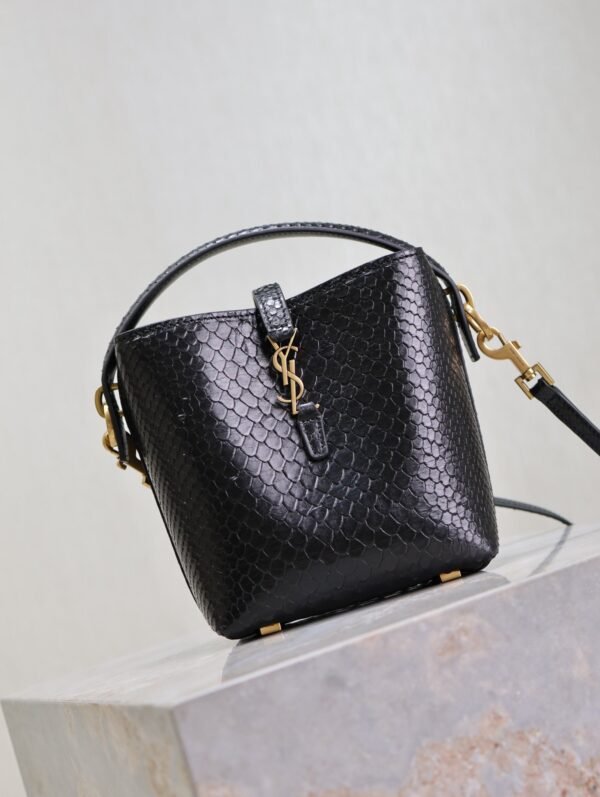 YSL-BAG Black Snake·LE 37 Mini Bucket Bag