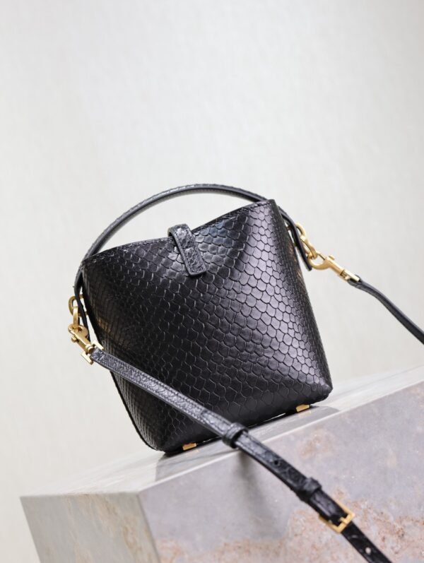 YSL-BAG Black Snake·LE 37 Mini Bucket Bag