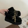 UGG autumn and winter new products increase the height of the thick bottom lace-up short boots lining wool material