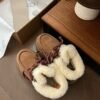 UGG autumn and winter new products increase the height of the thick bottom lace-up short boots lining wool material
