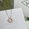 Van Cleef & Arpels Single Diamond Carved Clover Necklace