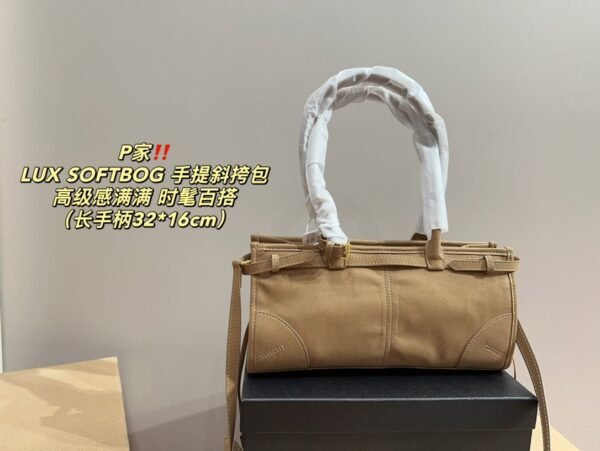 PRADA LUX SOFTBOG Handbag Crossbody Bag (Long Handle)