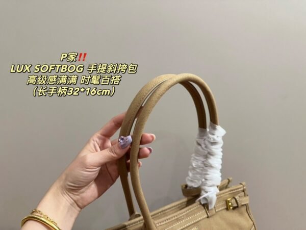 PRADA LUX SOFTBOG Handbag Crossbody Bag (Long Handle)