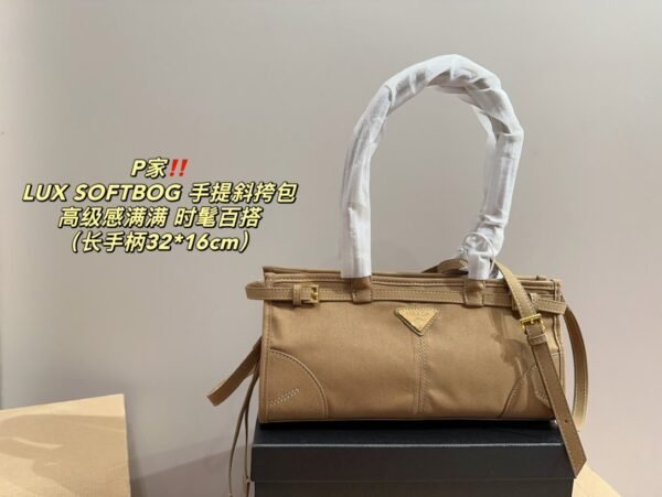 PRADA LUX SOFTBOG Handbag Crossbody Bag (Long Handle)