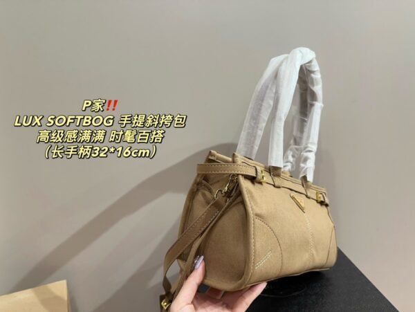 PRADA LUX SOFTBOG Handbag Crossbody Bag (Long Handle)