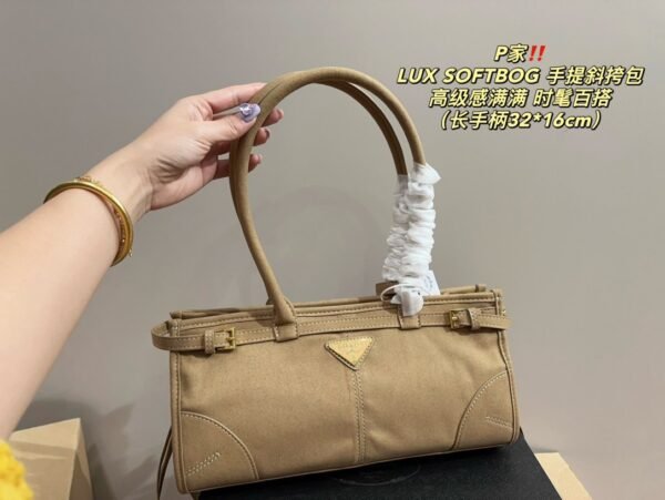 PRADA LUX SOFTBOG Handbag Crossbody Bag (Long Handle)