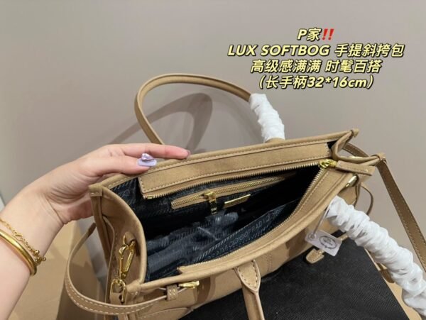 PRADA LUX SOFTBOG Handbag Crossbody Bag (Long Handle)