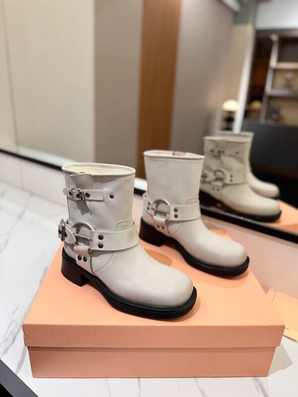 Miu Miu’s new runway style Dr. Martens riding boots, made of premium cowhide leather.
