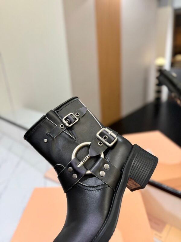 Miu Miu’s new runway style Dr. Martens riding boots, made of premium cowhide leather.