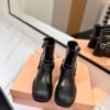 Miu Miu’s new runway style Dr. Martens riding boots, made of premium cowhide leather.