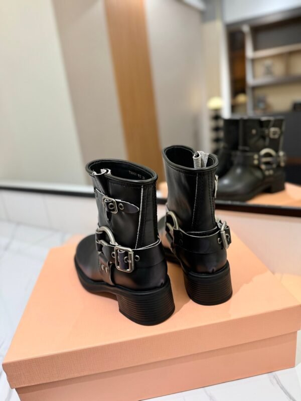 Miu Miu’s new runway style Dr. Martens riding boots, made of premium cowhide leather.