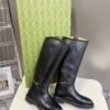 GUCCI Autumn/Winter Runway-Style Equestrian Boots, Made of Cowhide, Heel 3.5cm, Boot Opening 39cm, Shaft 37cm