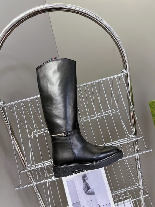 GUCCI Autumn/Winter Runway-Style Equestrian Boots, Made of Cowhide, Heel 3.5cm, Boot Opening 39cm, Shaft 37cm